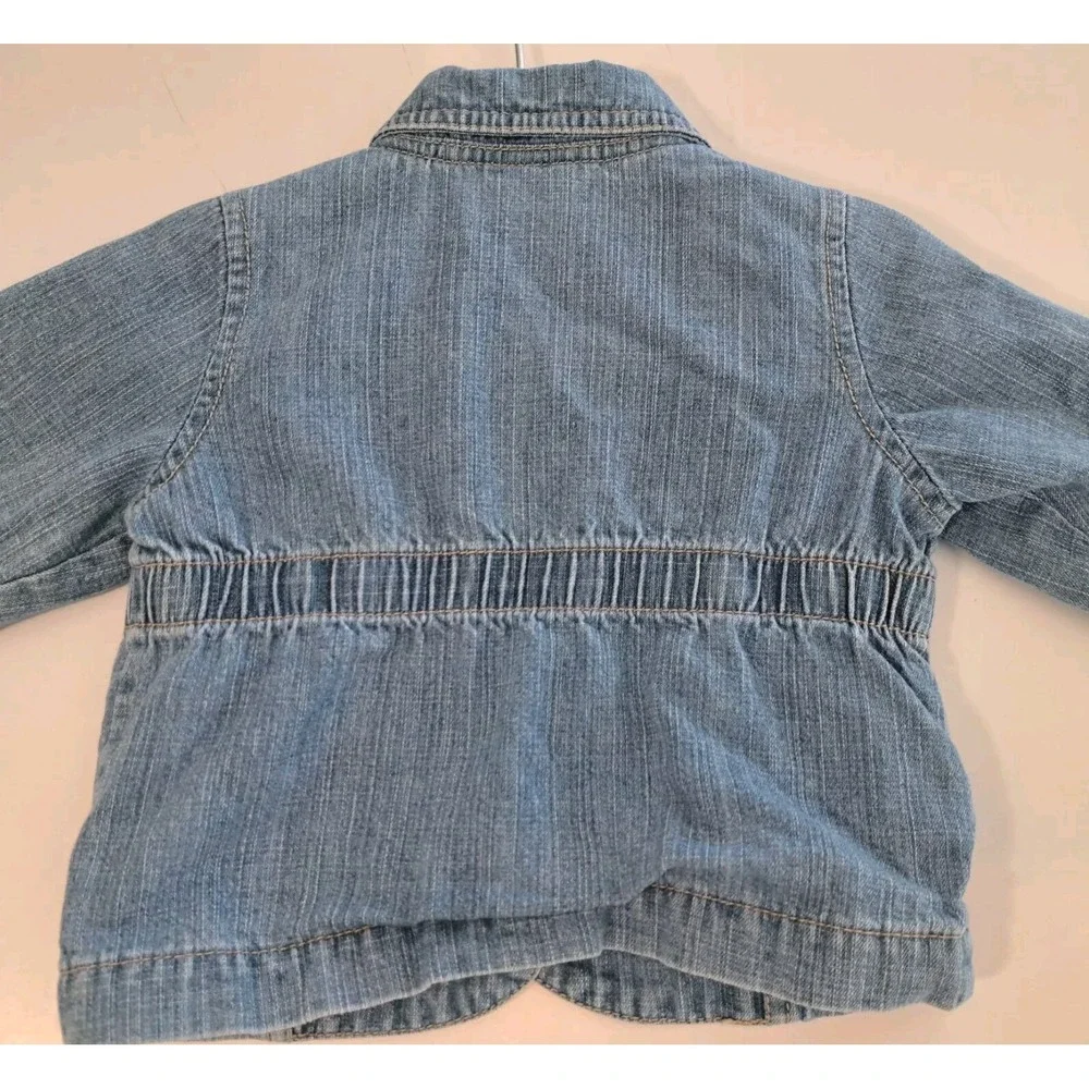 Oshkosh Denim Jacket 9 Months Floral‎ Lining Embroidered Buttons